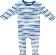 Whipped Cocoa Striped Lighthouse Long Sleeve Footed Romper