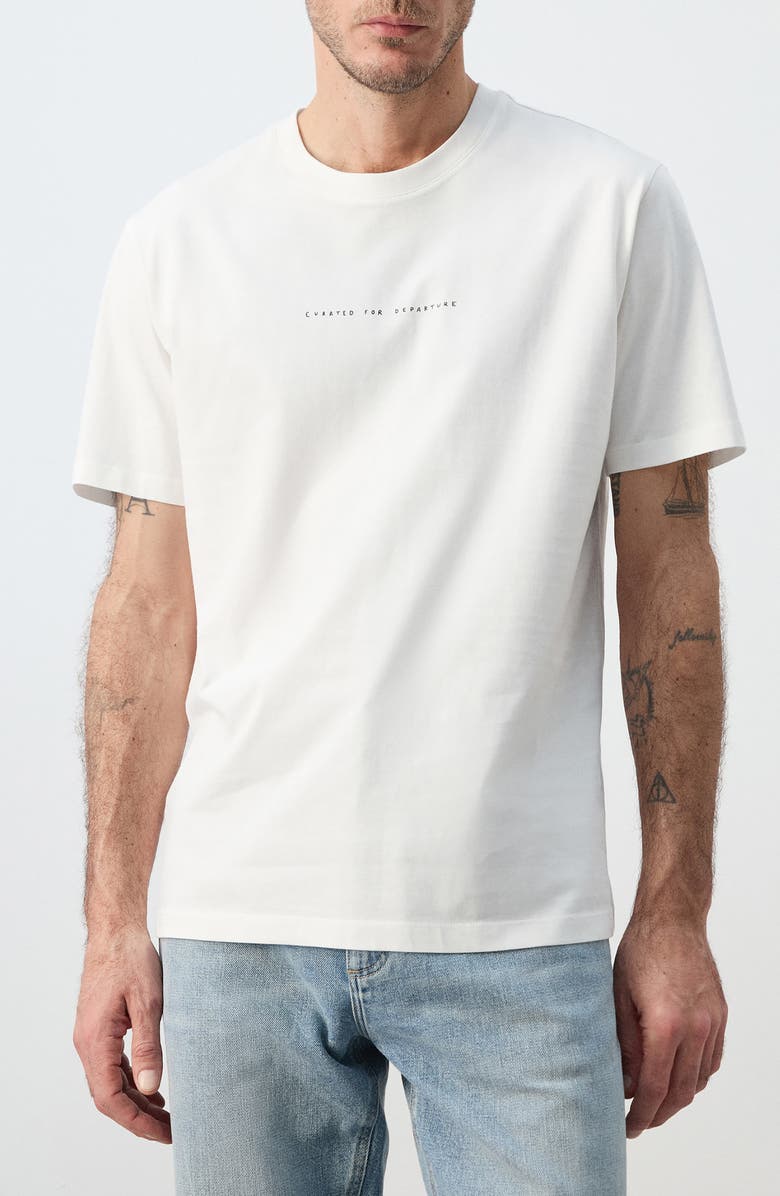 MANGO Departure Cotton Graphic T-Shirt, Main, color, White