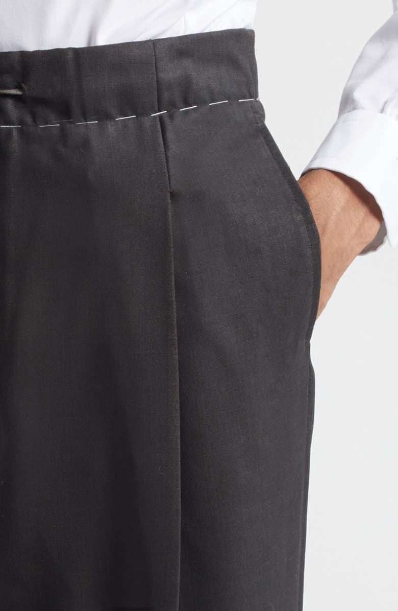 Maison Margiela Pleated Mohair & Wool Pants, Alternate, color, Dark Brown