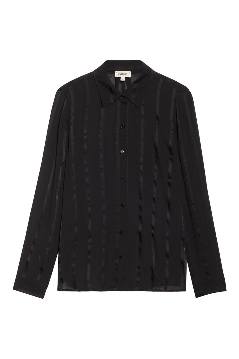 Argo Silk Button-Up Shirt, Alternate, color, BLACK PINSTRIPE