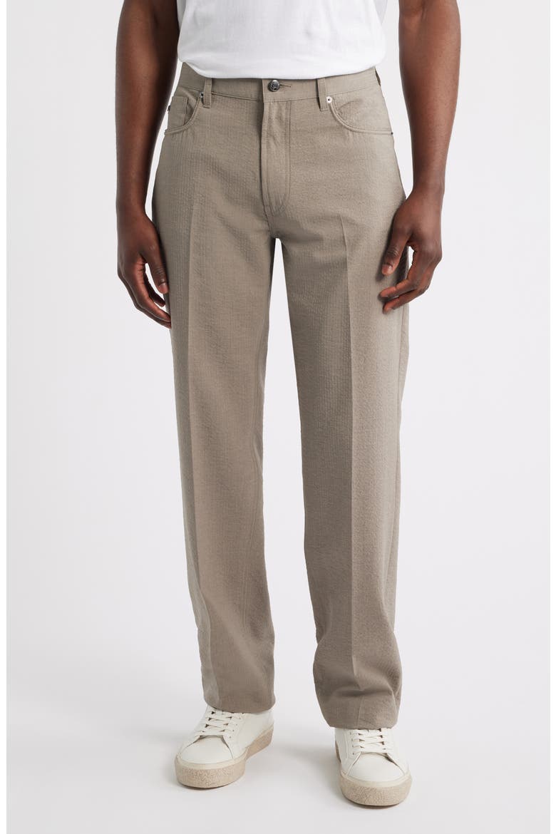 Five-Pocket Seersucker Pants, Main, color, SOLID MEDIUM BEIGE