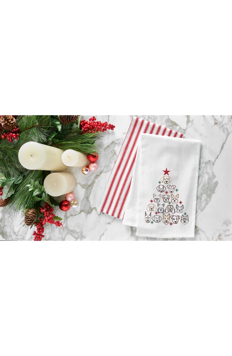 C&F Home Dog Faces Christmas Tree 100% Cotton Flour Sack Dishtowel, Alternate, color, White