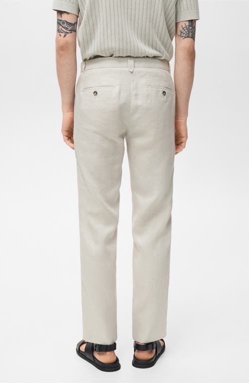 Mango Slim Fit Flat Front Linen Pants In Neutral