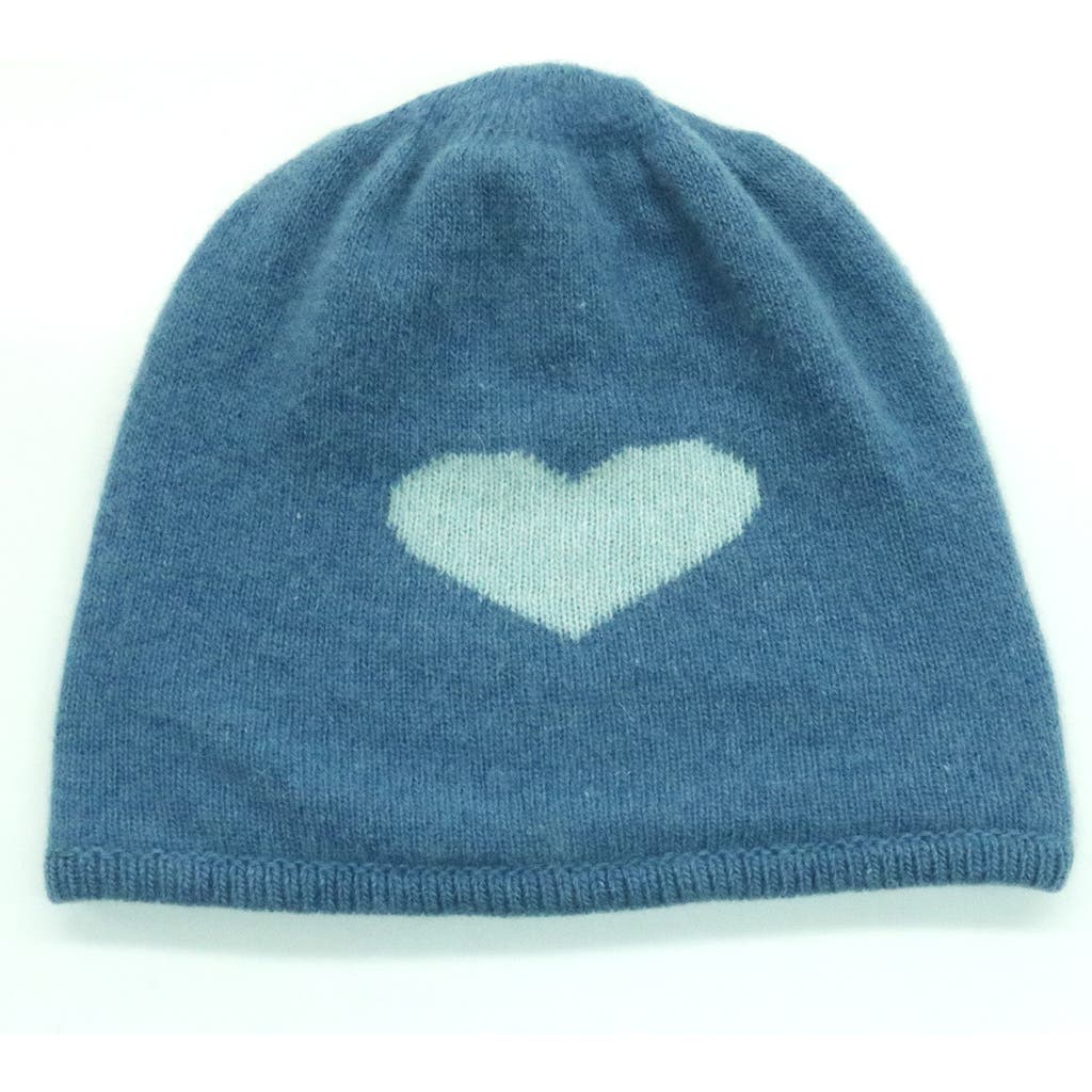 Portolano Heart Wool Blend Beanie In Blue