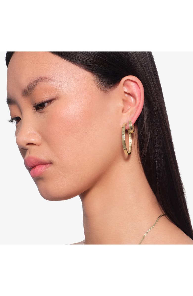 LANA 14K Gold Thin Flash Tile Hoop Earrings, Alternate, color, Yellow