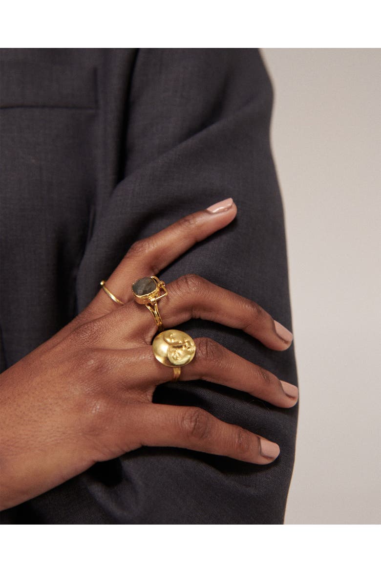 Moon Face Gold Ring, Alternate, color, Gold