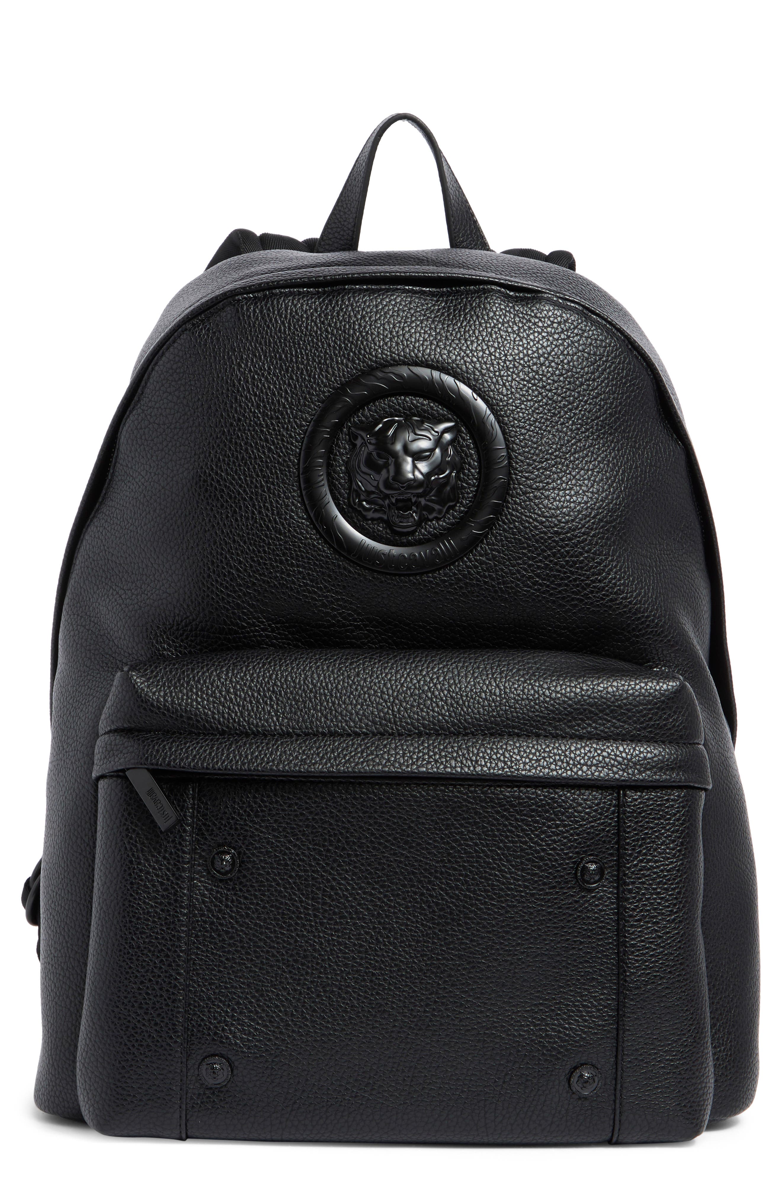 Just Cavalli Tiger Embossed Logo Backpack, Main, color, 