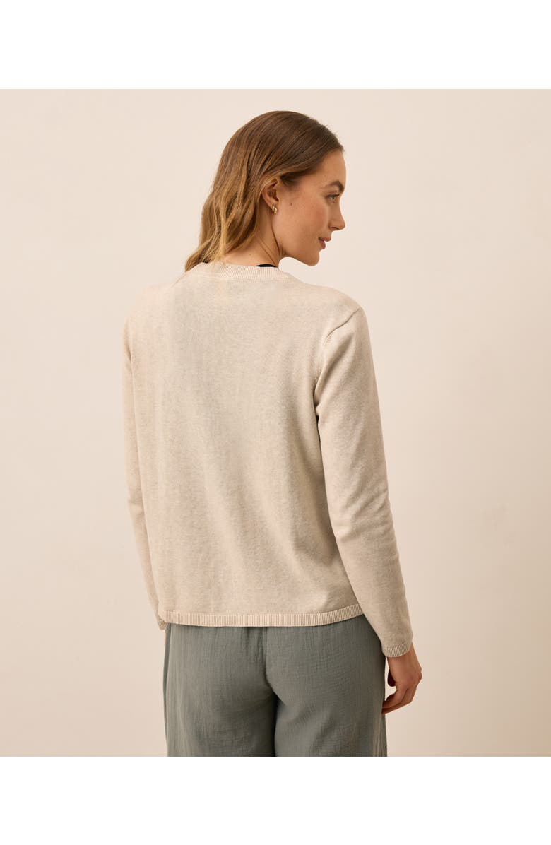 Pact Organic Classic Fine Knit V-Neck Cardigan, Alternate, color, Sandshell Heather