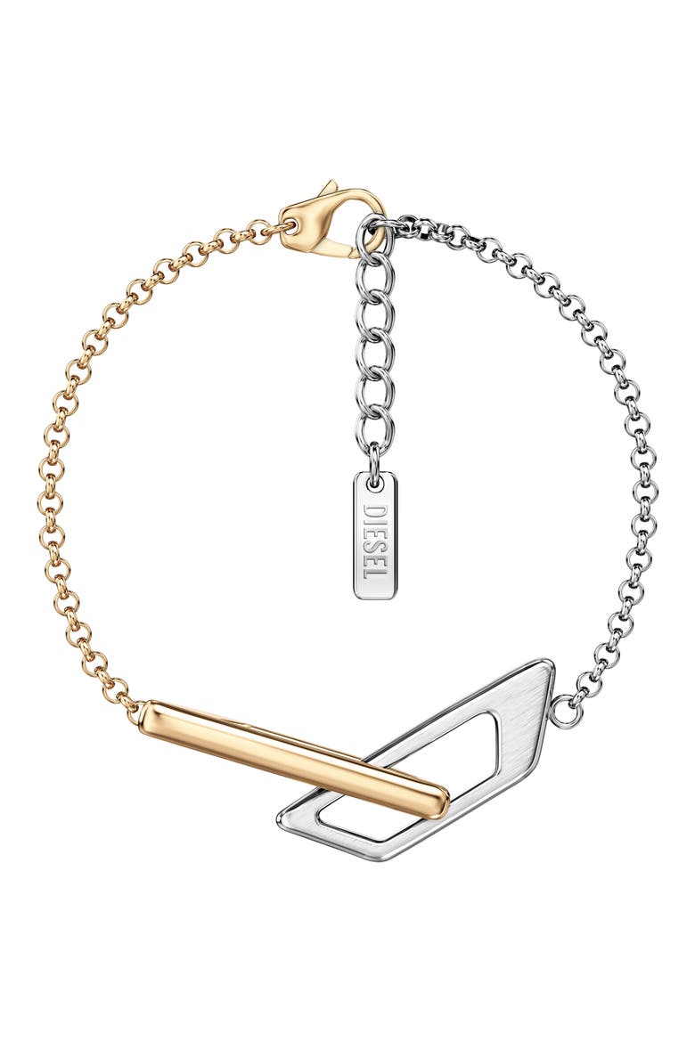 Two-Tone Logo Chain Bracelet, Main, color, TWO TONE