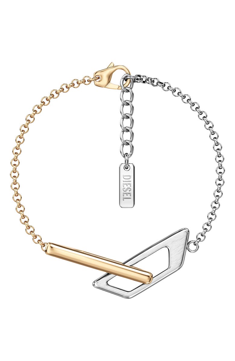 DIESEL<sup>®</sup> Two-Tone Logo Chain Bracelet, Main, color, Two Tone