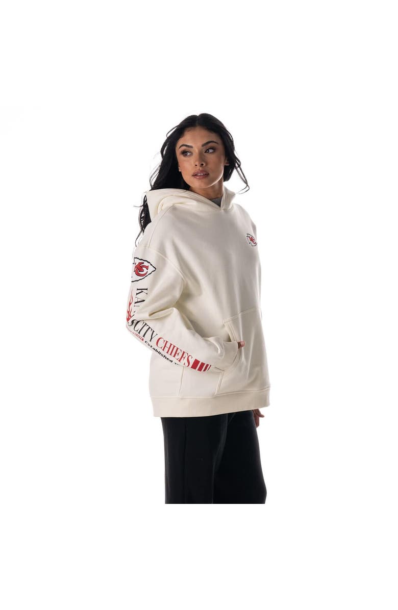 THE WILD COLLECTIVE Unisex The Wild Collective Cream Kansas City Chiefs Stacked Graphic Sleeve Fleece Hoodie, Alternate, color, Cream