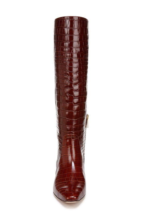 Veronica Beard Cecile Croc Embossed Knee High Boot In Sepia
