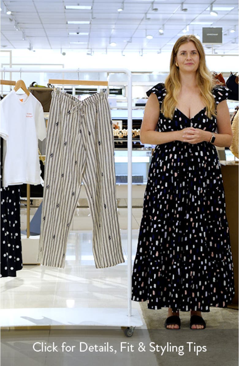 Embroidered Cotton Blend Drawstring Pants, sales video thumbnail