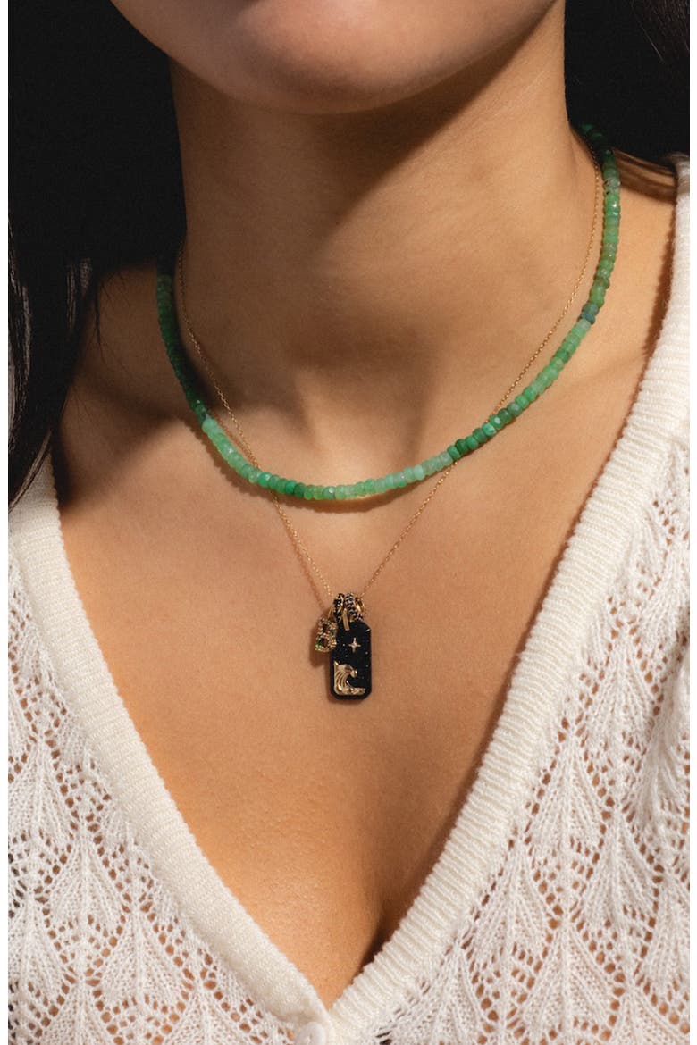 Solid 9K Gold & Semiprecious Stone Initial Charm, Alternate, color, Q