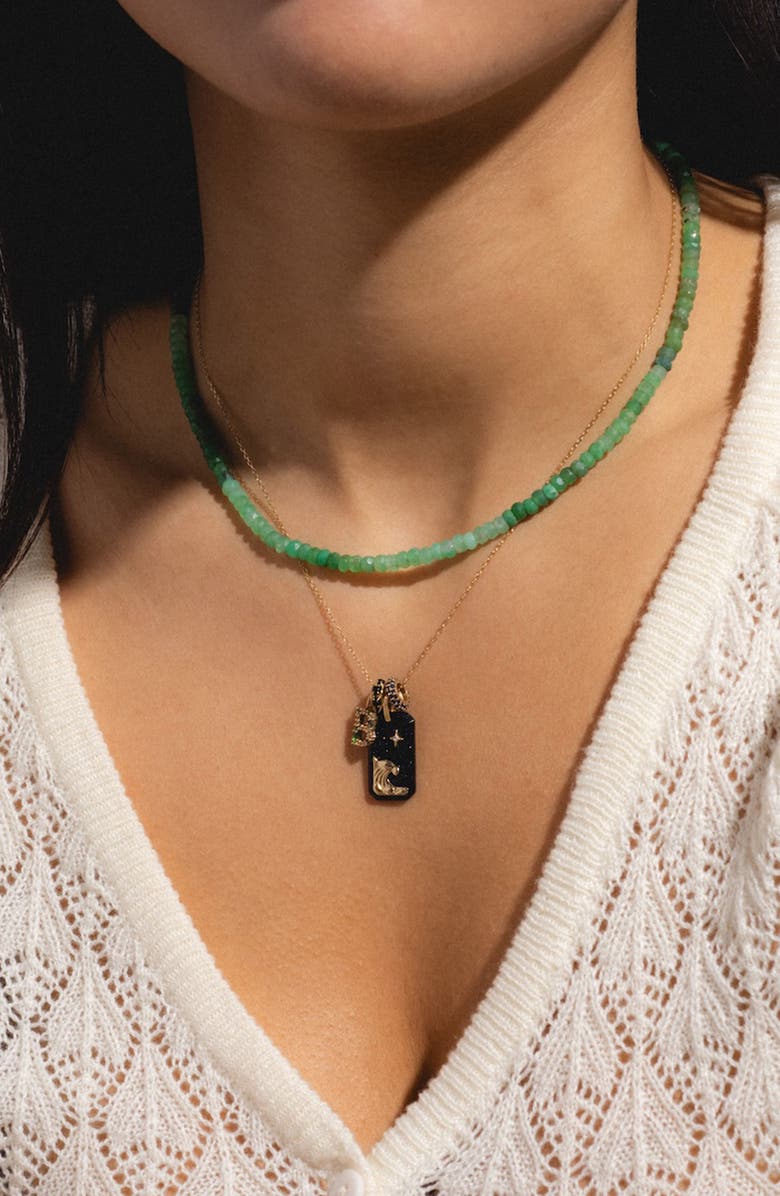 Local Eclectic Solid 9K Gold & Semiprecious Stone Initial Charm, Alternate, color, A