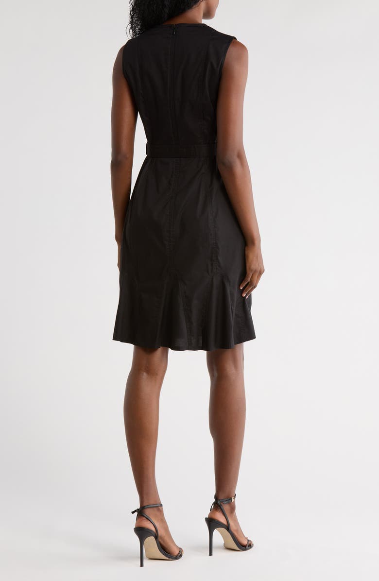 Calvin Klein Belted A-Line Dress, Alternate, color, Black