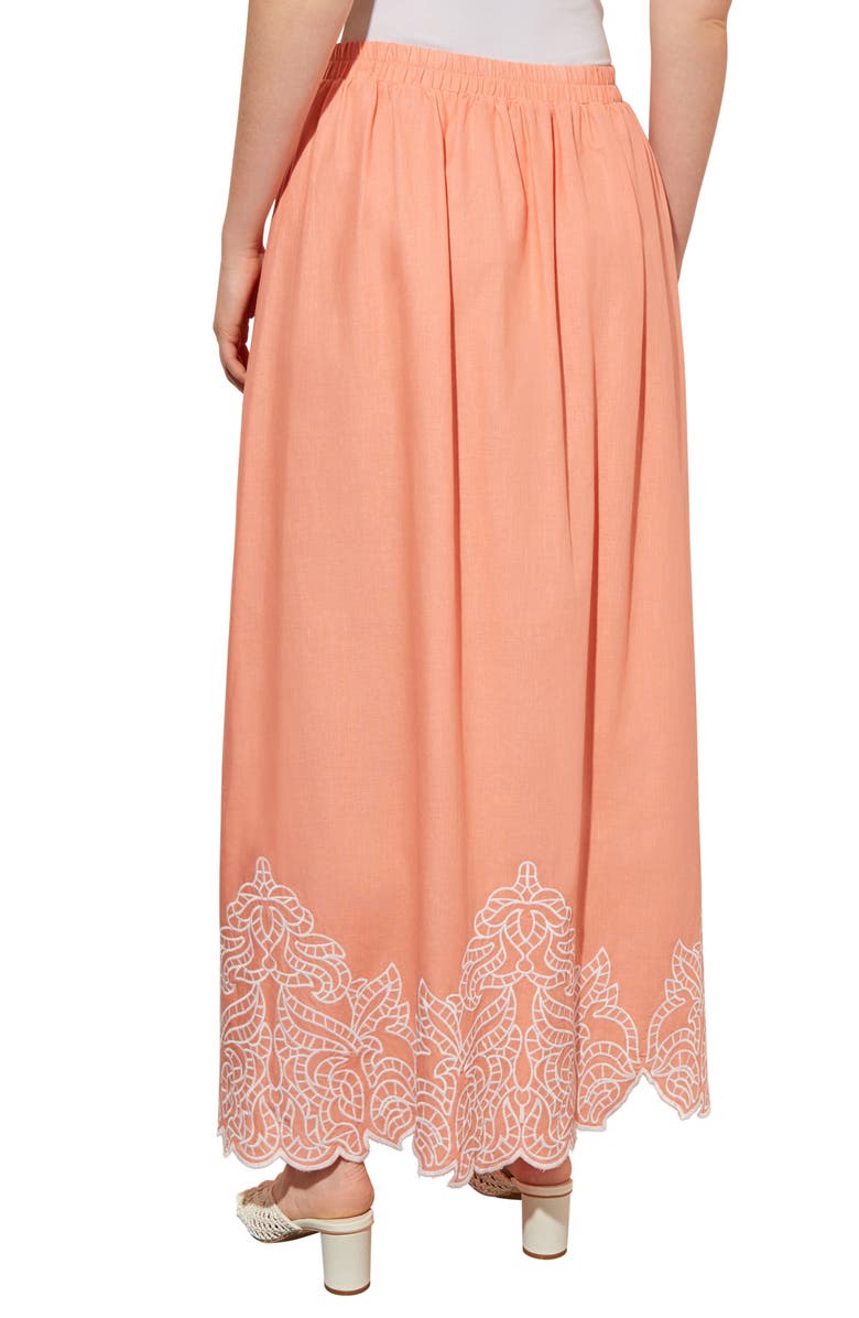 Ming Wang Embroidered Maxi Skirt, Alternate, color, Coral Sand/ White