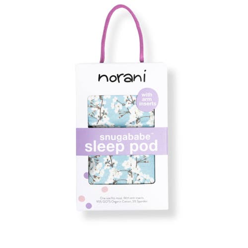Norani Organic Snugababe Swaddle Sleep Pod With Arm Inserts In Cherry Blossoms