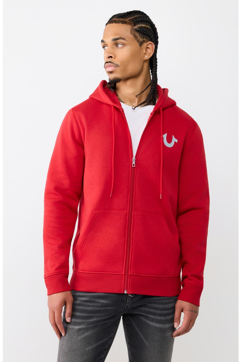 Wreath Buddha Zip Hoodie, Alternate, color, TRV RED