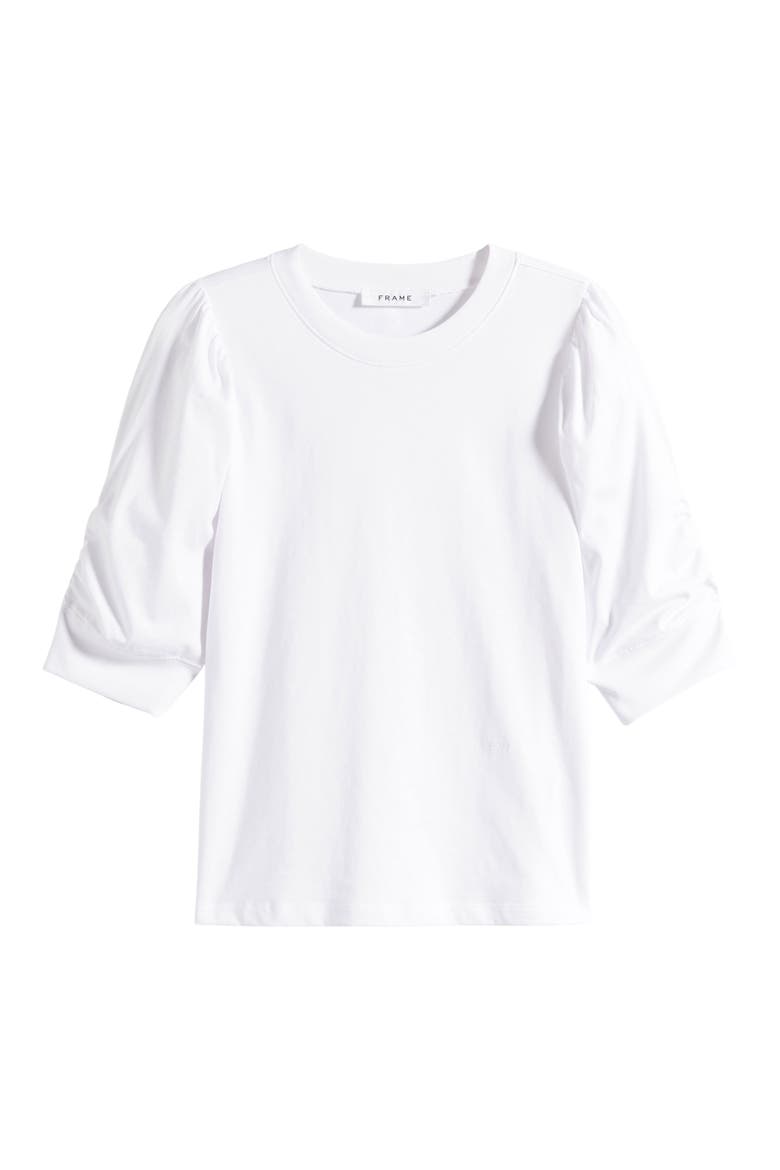 Frankie Puff Sleeve Organic Cotton Knit Top, Alternate, color, BLANC