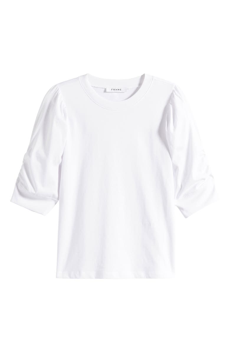 FRAME Frankie Puff Sleeve Organic Cotton Knit Top, Alternate, color, Blanc