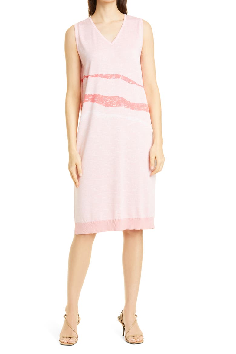 Landscape Knit Dress, Main, color, PINK CLAY/ SUGAR CORAL/ WHITE