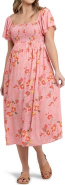 Ripe Maternity Libby Floral Print Smocked Maternity Dress