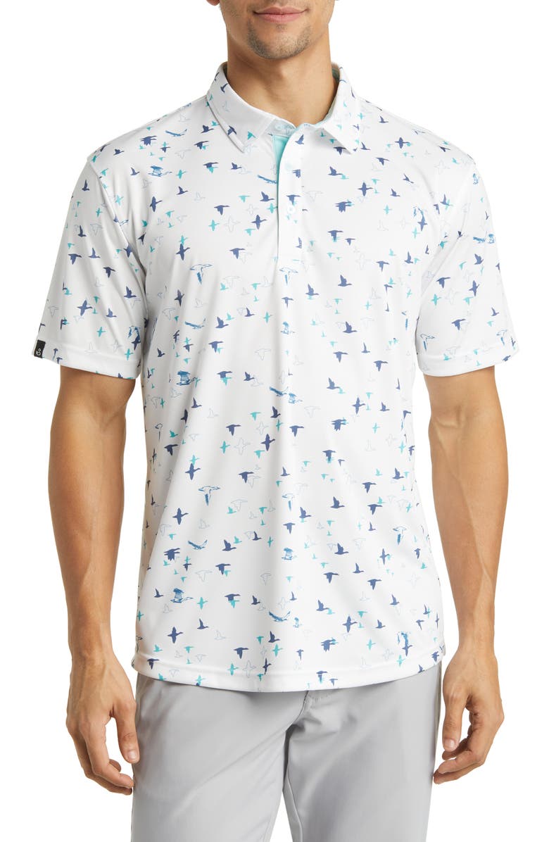 Swannies Corbin Bird Print Golf Polo, Main, color, 