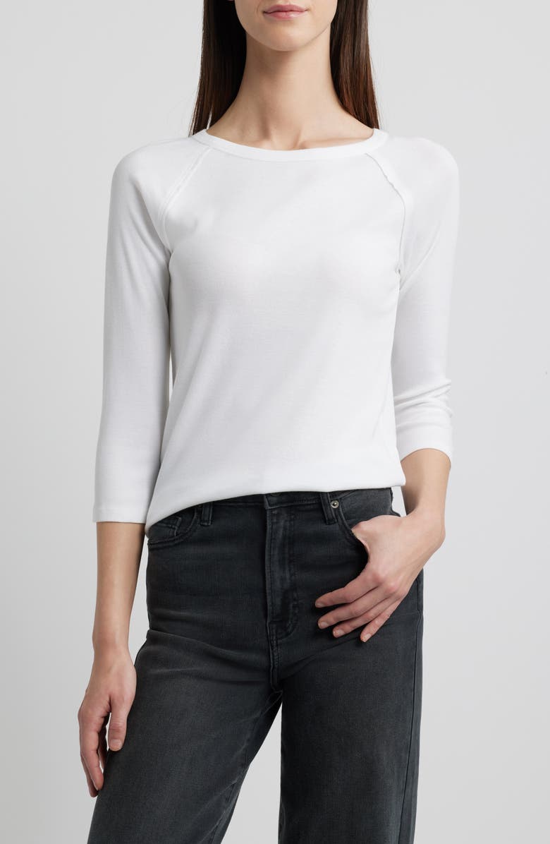 Caslon<sup>®</sup> Raw Edge Raglan Sleeve T-Shirt, Main, color, 