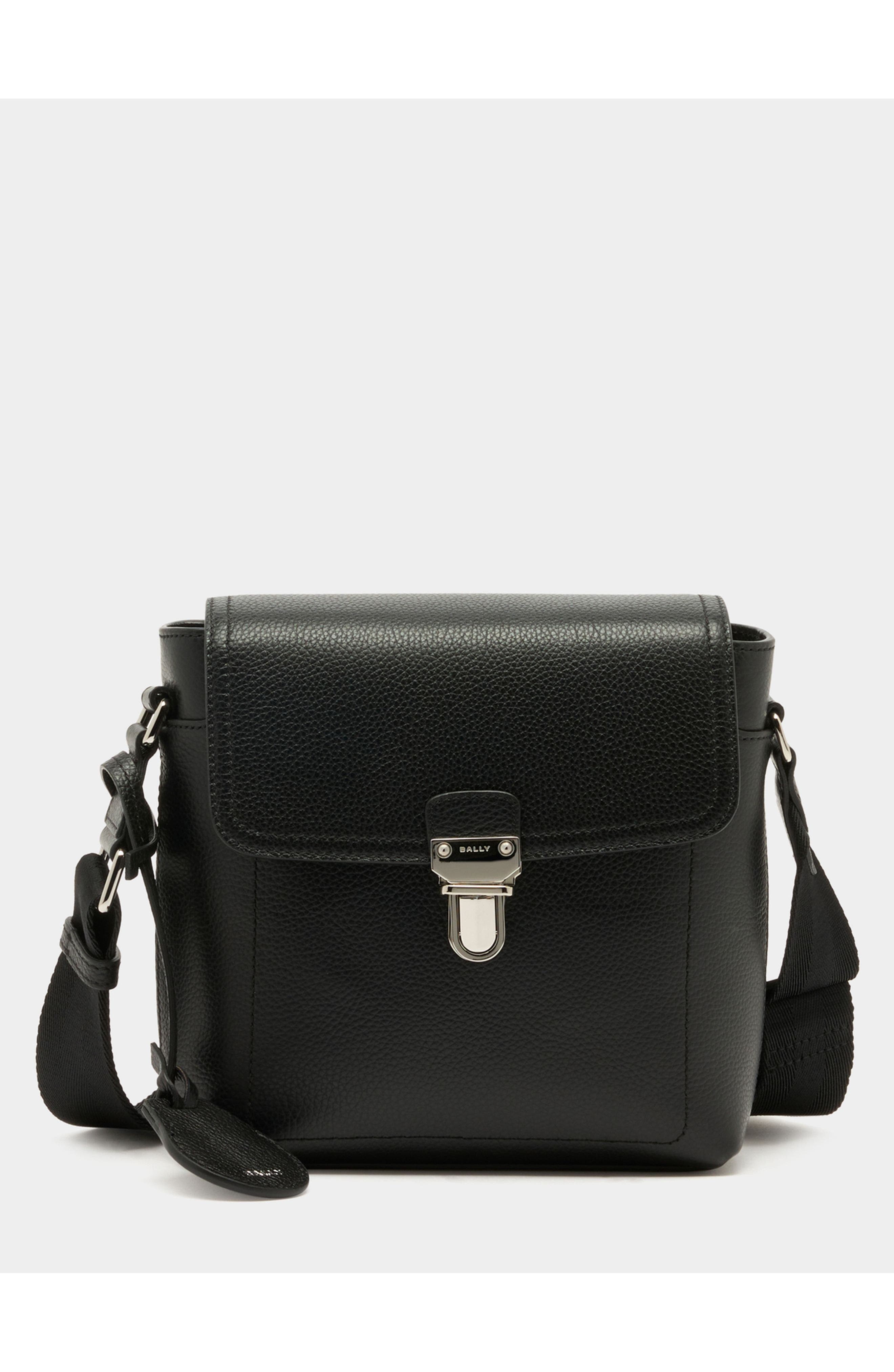 Bally Capitol Crossbody Bag in Bovine Leather, Main, color, Black+Palladio