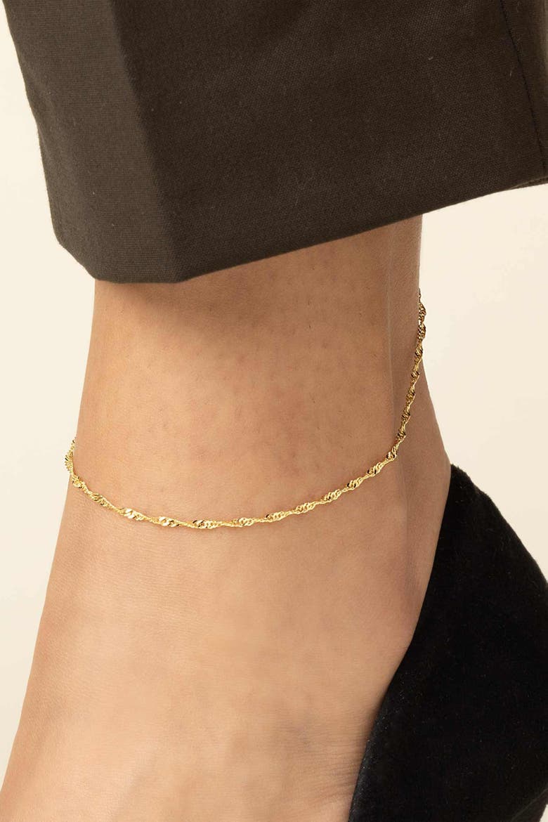 14K Gold Spirah Anklet, Alternate, color, White Gold