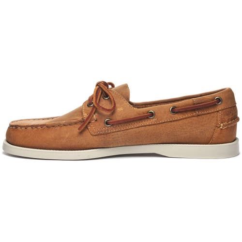 Sebago Dockside Portland Suede Boat Shoes Cognac Brown