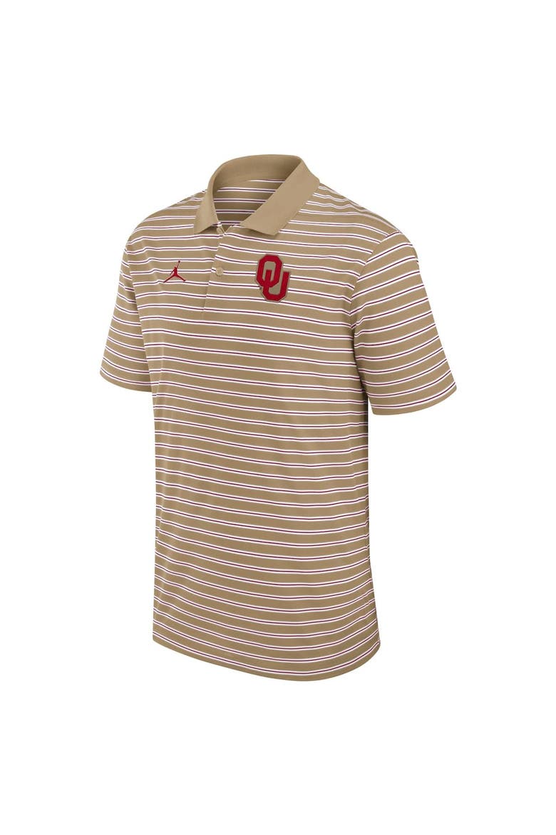 Men's Jordan Brand Tan/White Oklahoma Sooners Primetime Victory Striped Polo, Alternate, color, Tan