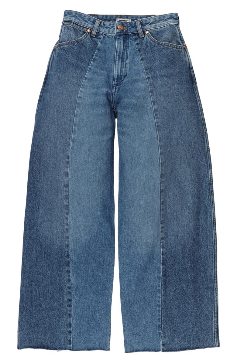 Wrangler Cowboy Frayed High Waist Barrel Jeans, Alternate, color, Together Again