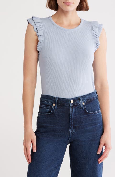 Rib Flutter Sleeve Top