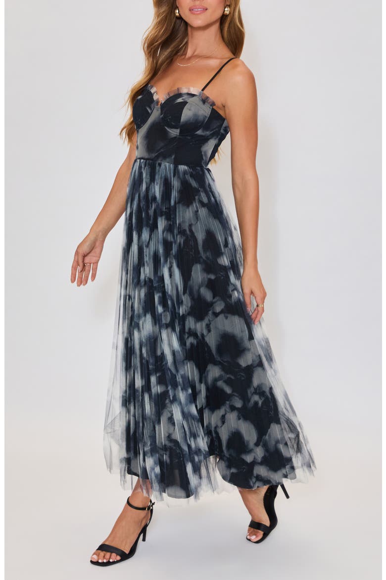 Dark Romance Pleated Maxi Dress, Alternate, color, BLACK FLORAL