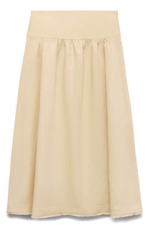 Mango Fiona Fray Hem Skirt In Yellow