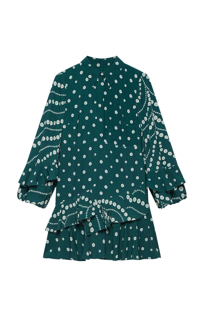 MINT VELVET Printed Ruffle Mini Dress, Alternate, color, Green