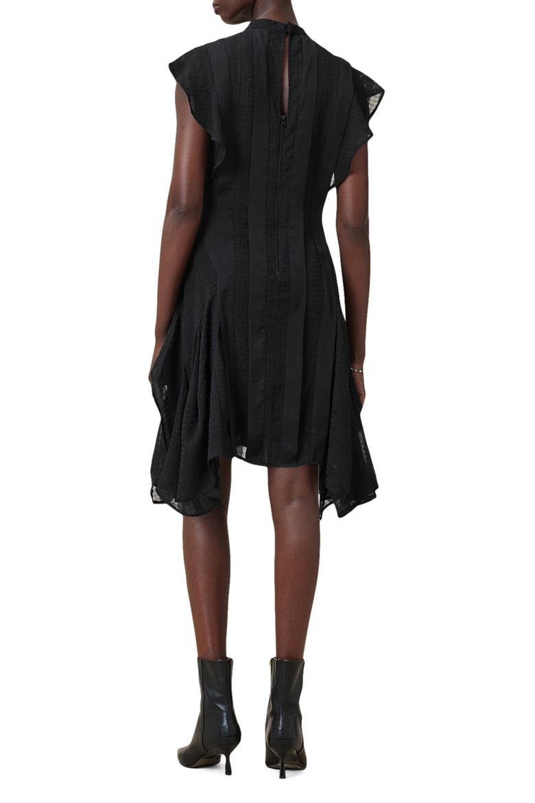 fleur asymmetric hem mini dress Fleur Printed Asymmetric Mini Dress ADENA BLACK