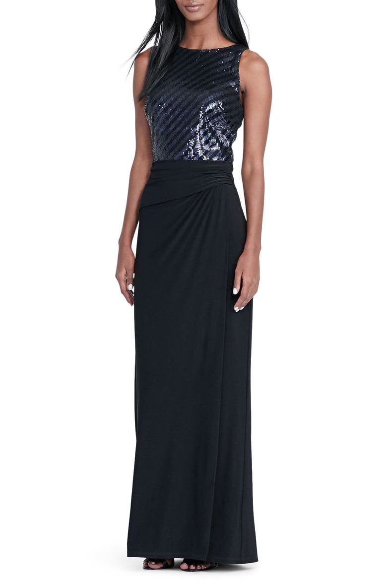 Sequin Gown, Main, color, BLACK/ NAVY