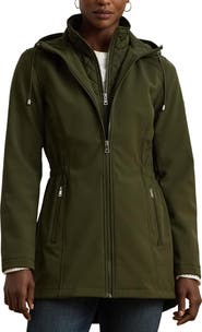 Lauren Ralph Lauren Hooded Soft-Shell Jacket with Interior Quilted Bib