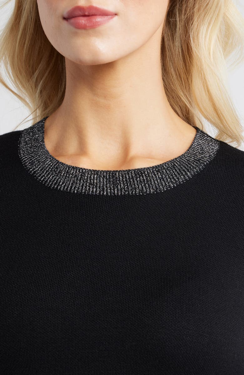 Eliza J Long Sleeve Sweater Dress, Alternate, color, Black Silver