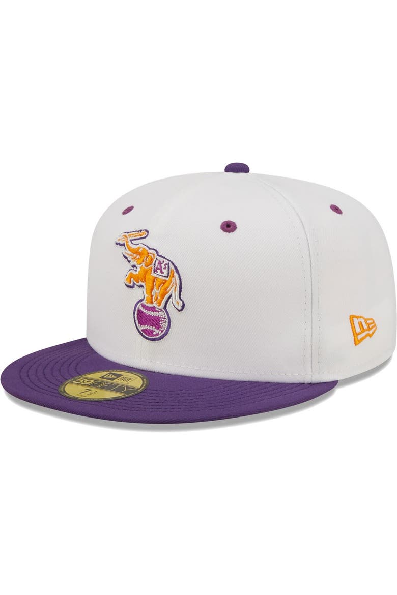 Men's New Era White/Purple Oakland Athletics 30th Season Grape Lolli 59FIFTY Fitted Hat, Alternate, color, White