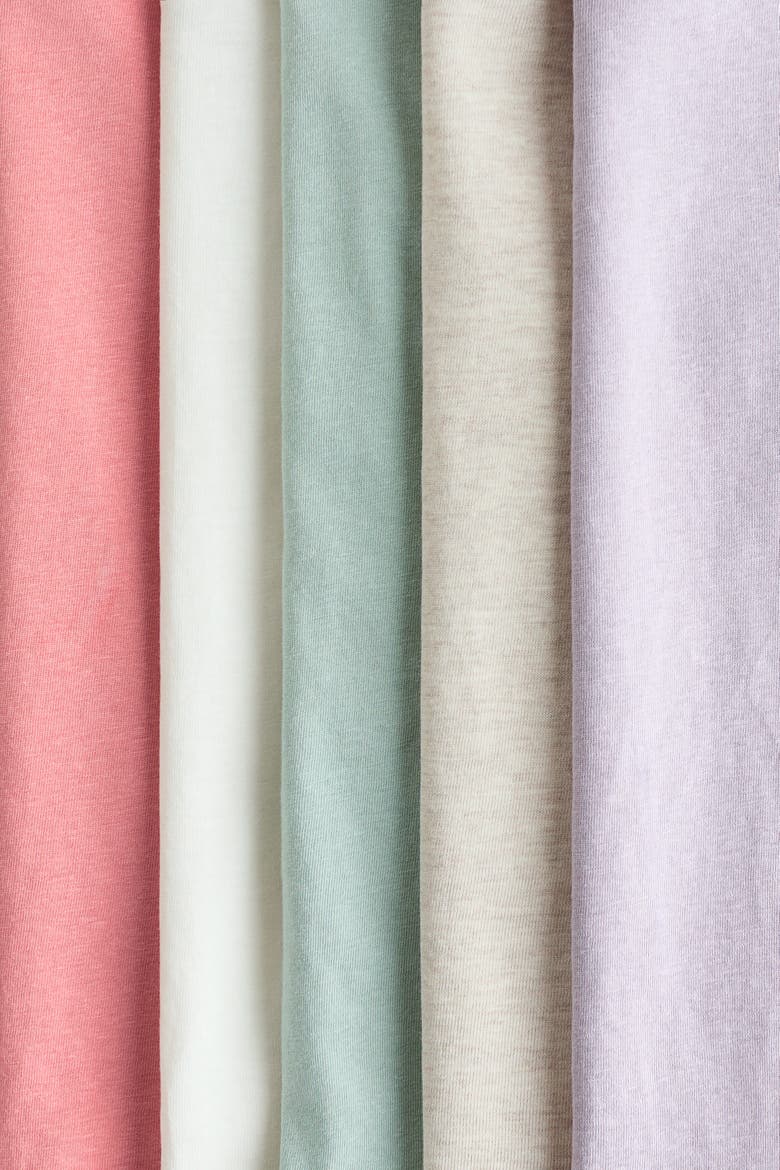 5-pack T-shirts, Alternate, color, Purple/beige/green