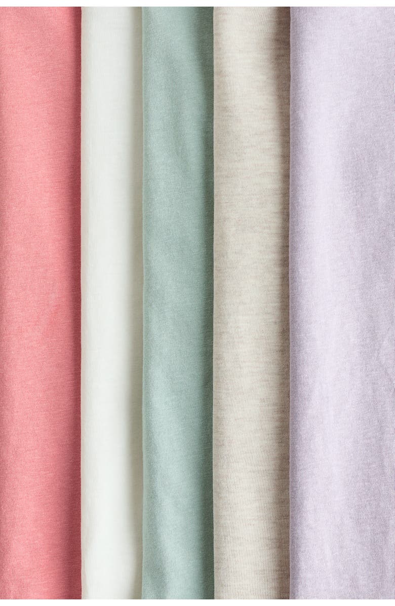 H&M 5-pack T-shirts, Alternate, color, Purple/Beige/Green
