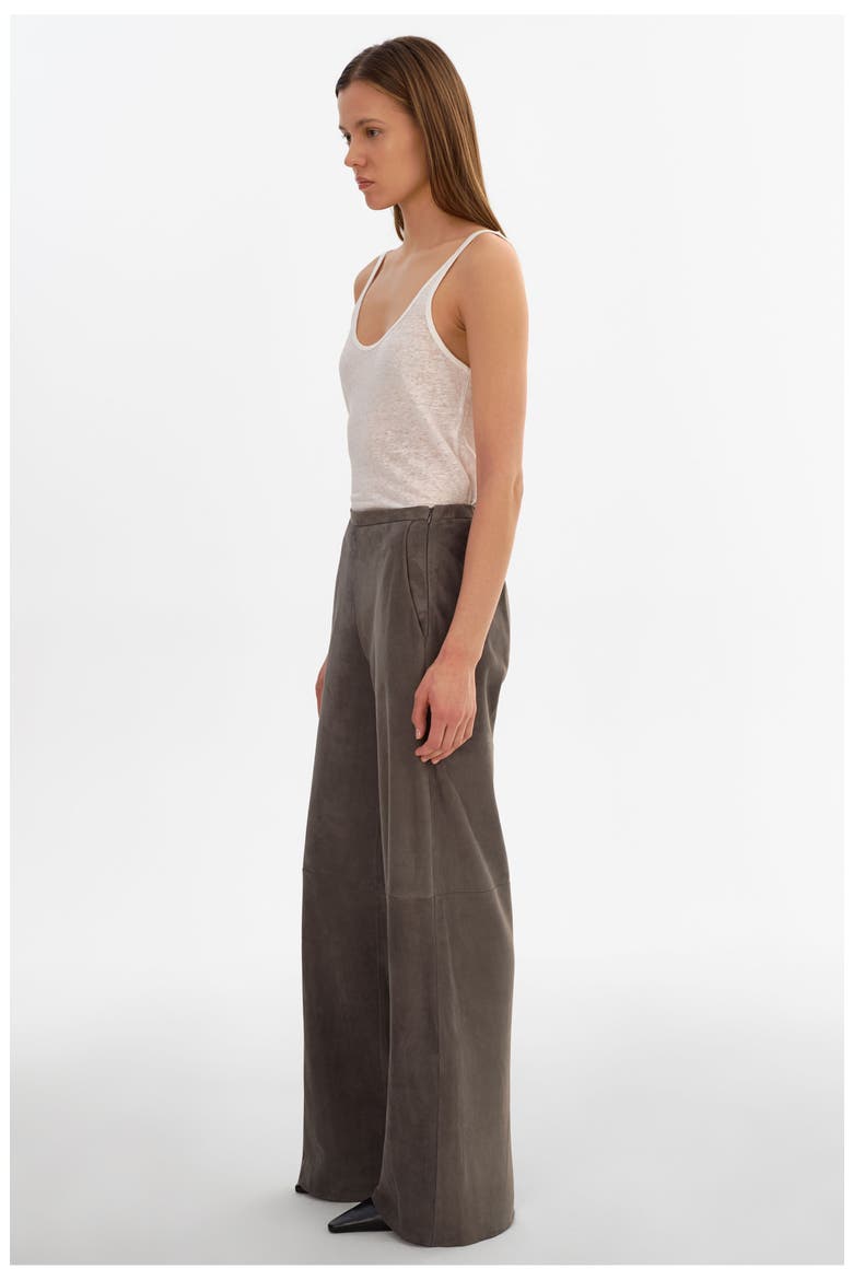 Elise | Suede Wide Leg Pants, Alternate, color, Streel Grey