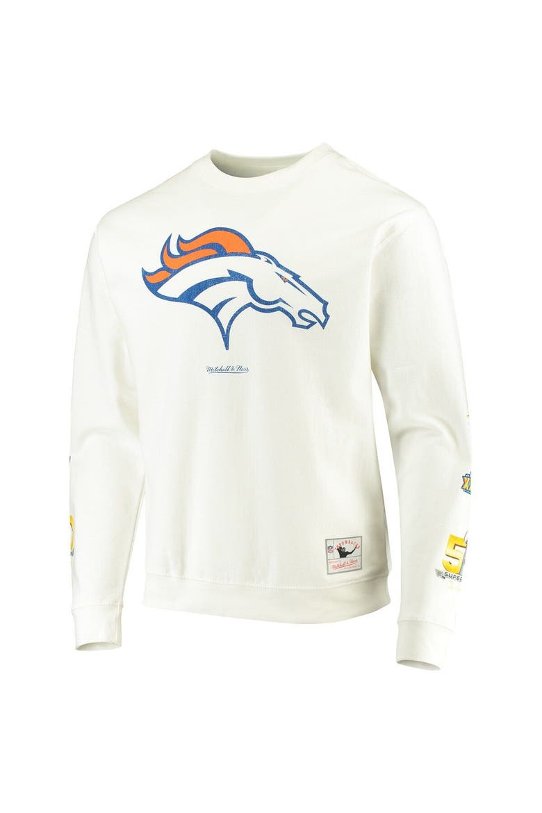 Men's Mitchell & Ness White Denver Broncos Rings VIP Champions Pullover Sweater, Alternate, color, White