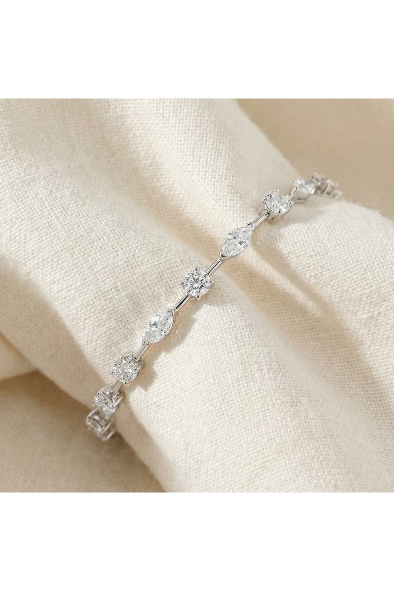 8Ct Mixed Cut Diamond Tennis Bracelet 7" 14k Gold Lab Grown, Alternate, color, 14k White Gold