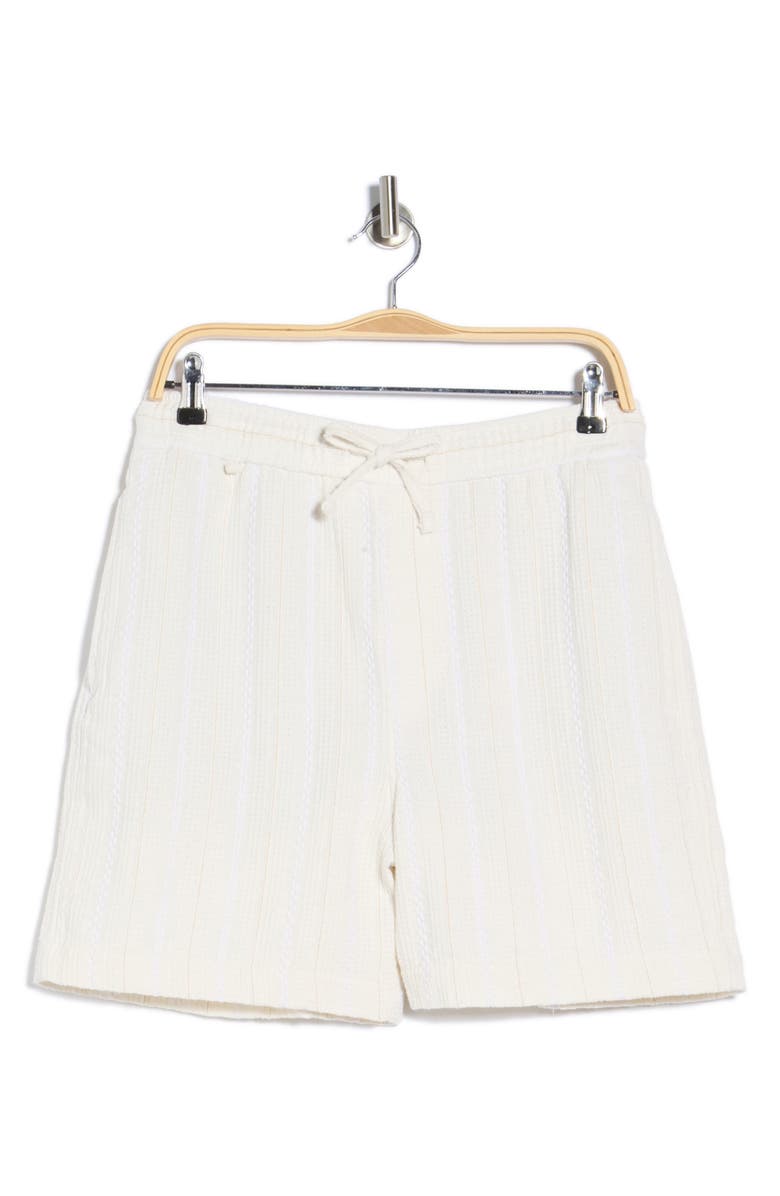 DENIM AND FLOWER Textured Drawstring Shorts, Main, color, Cream