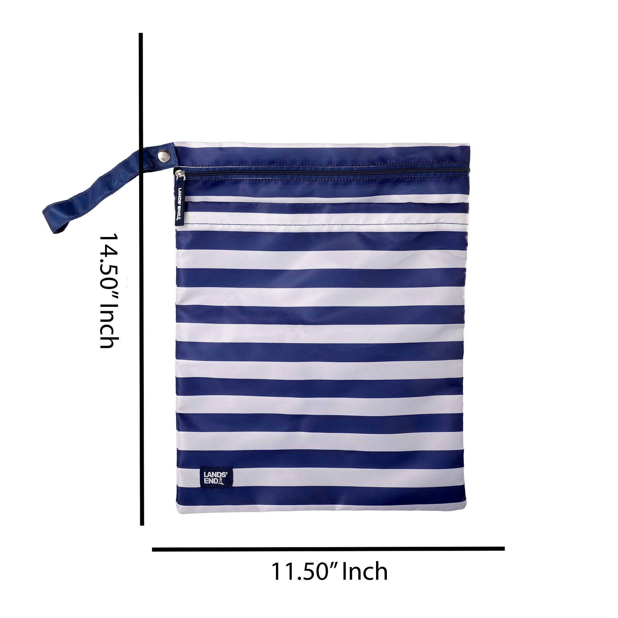 Lands' End Wet Bags for Travel 2-Piece Set,  Polyester Canvas Wet Dry Bag for Swimsuits, Wet Clothes, and More, Alternate, color, Navy
